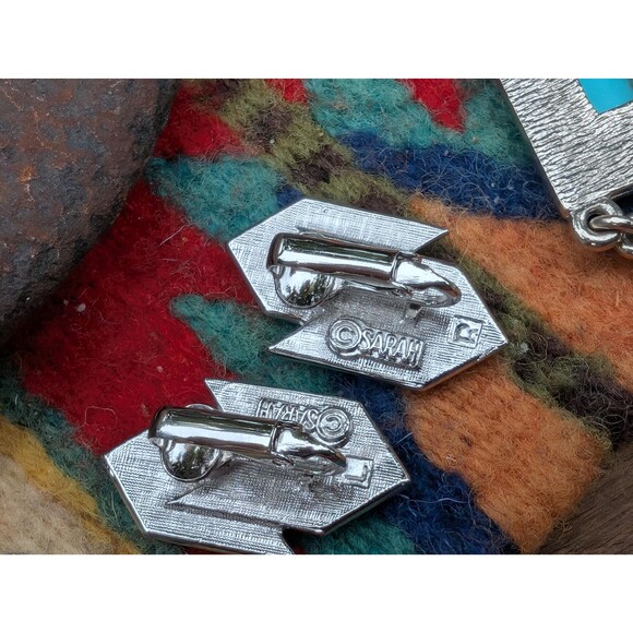 2 Vintage Sarah Coventry Faux Turquoise Earrings, Southwestern Jewelry Set - Picture 4 of 9